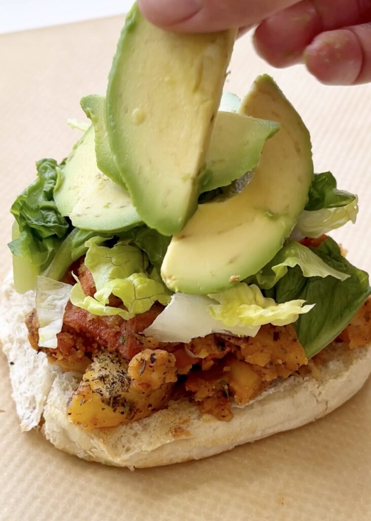 Assembling the Pambazo sandwich