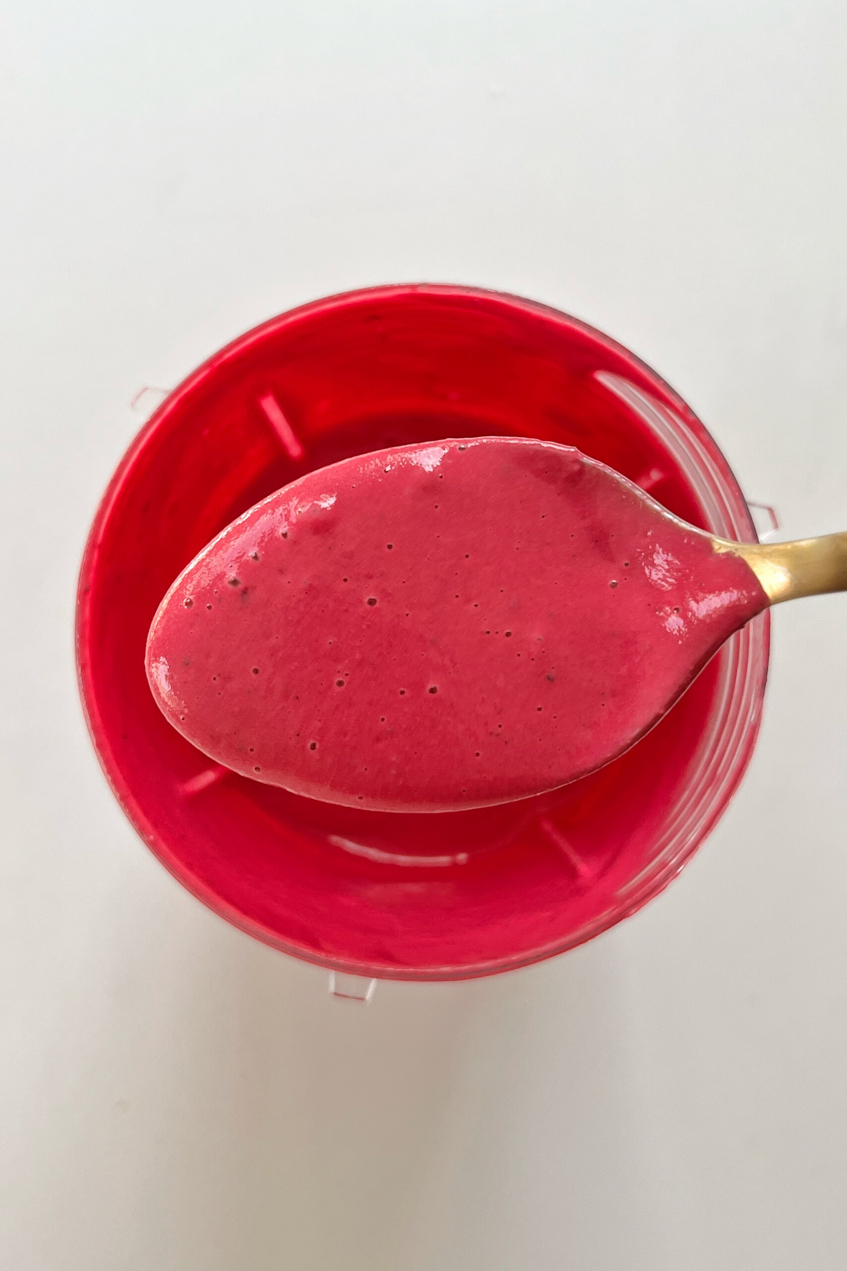 Blended pink pasta sauce.