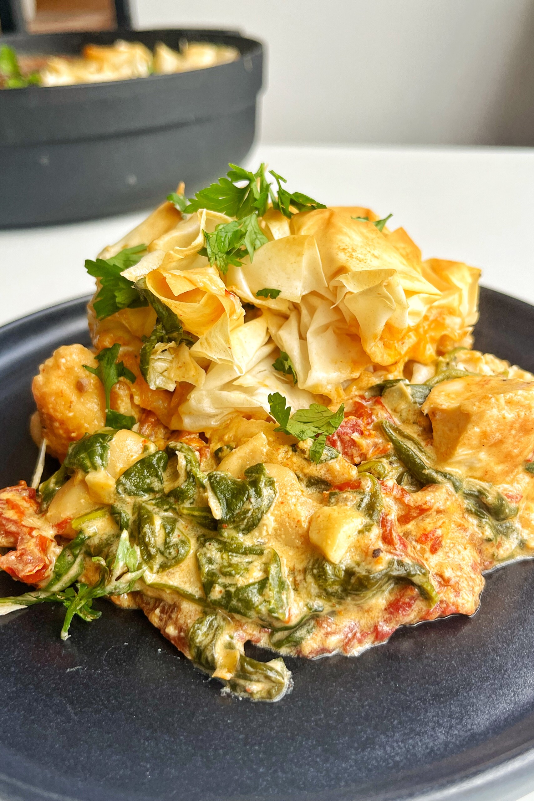 Close up of marry me chicken pie.