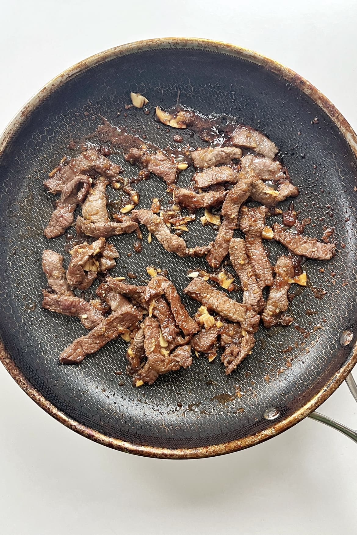 Frying beef bulgogi.