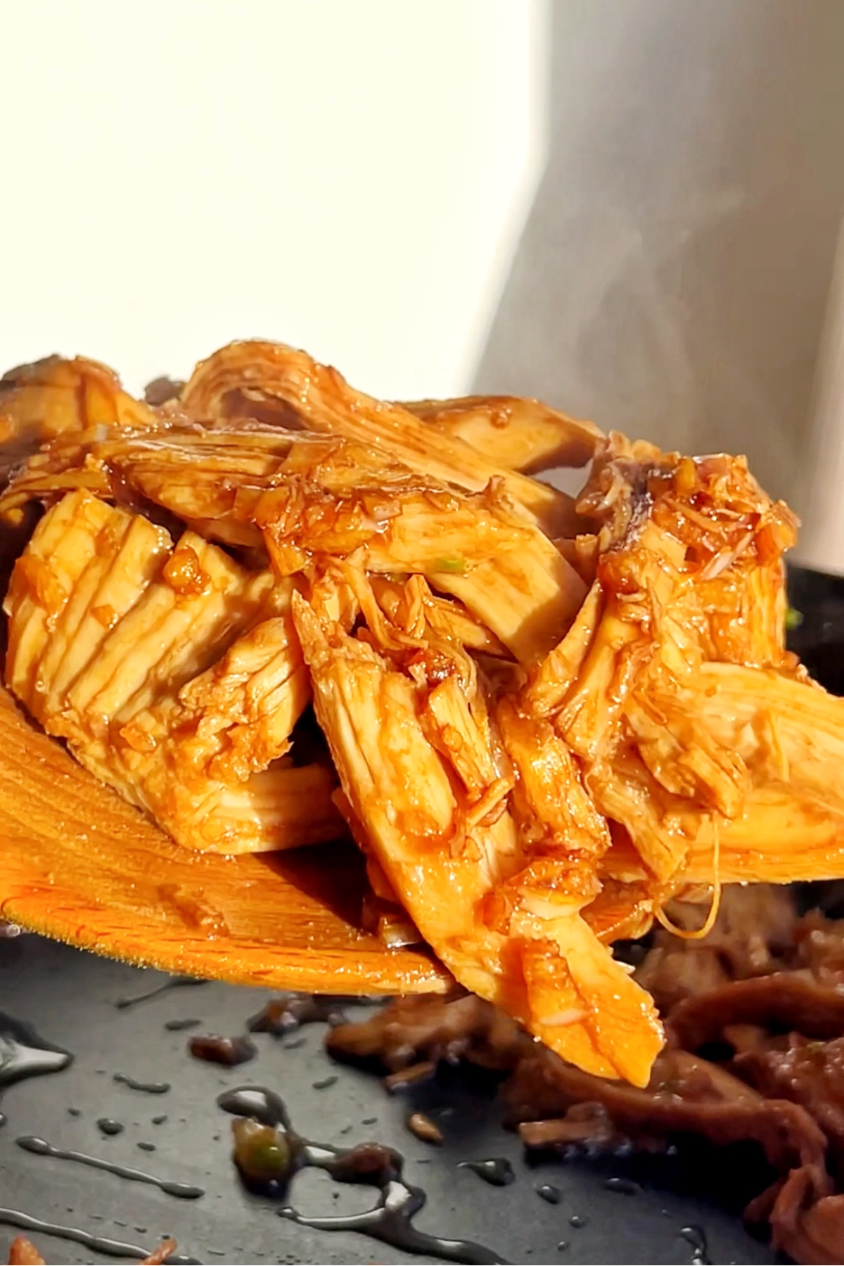 Fried turkey meat with soy sauce, garlic, and ginger.