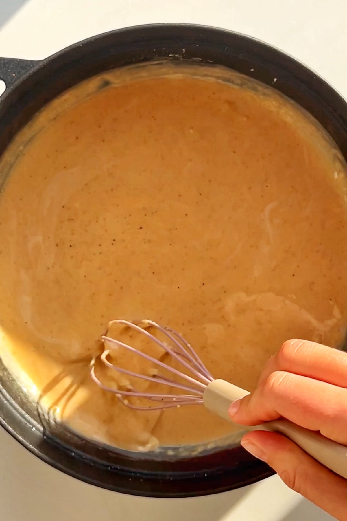 Making a roux in a pan.