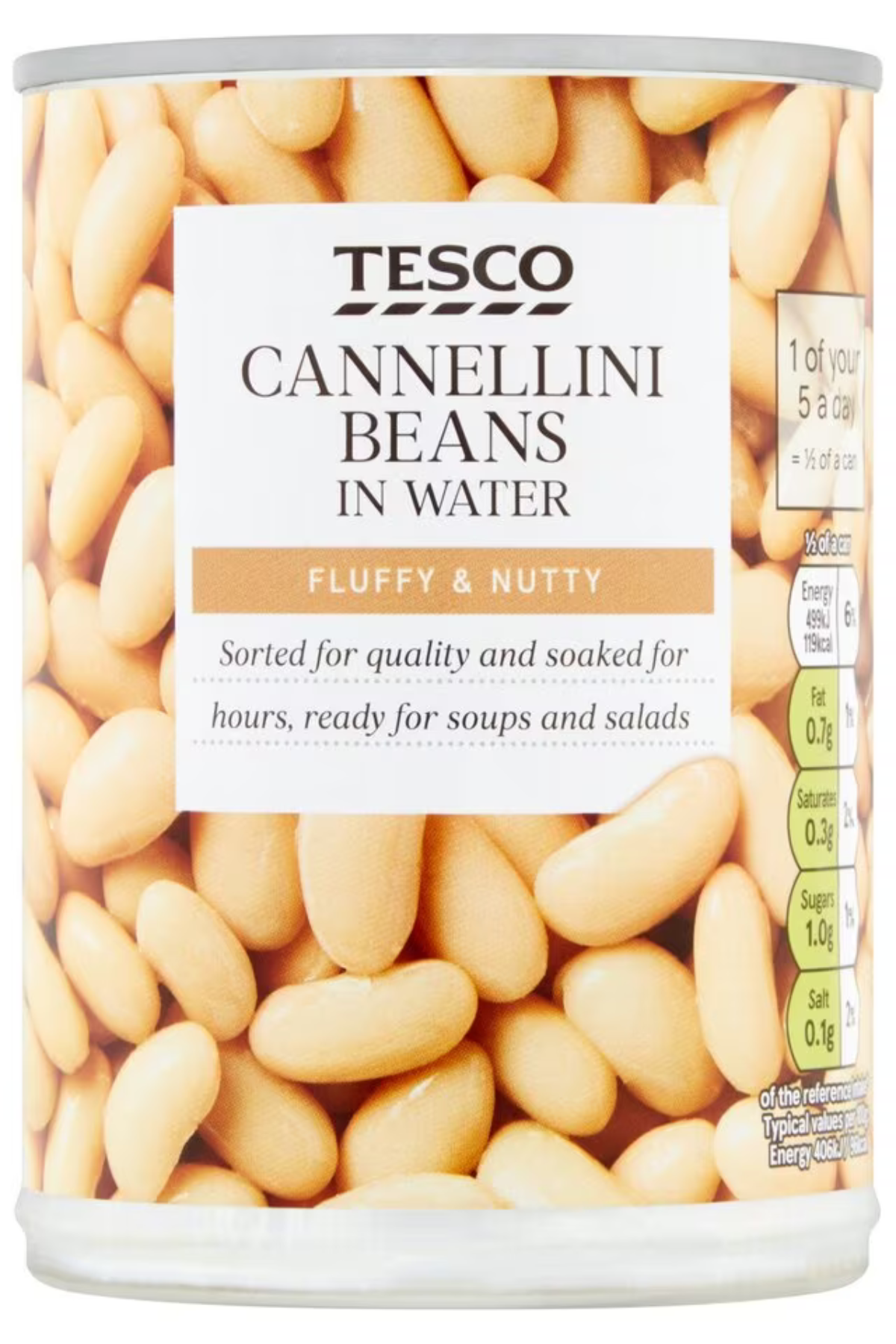 Cannellini beans in a tin can.