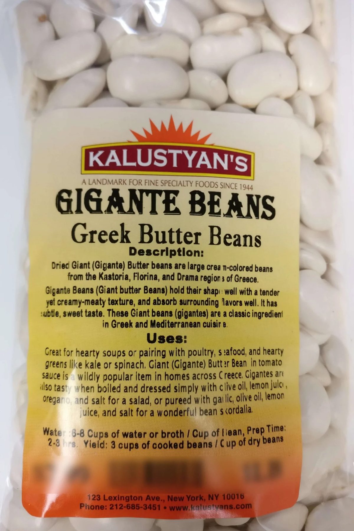Gigante beans in a plastic bag.