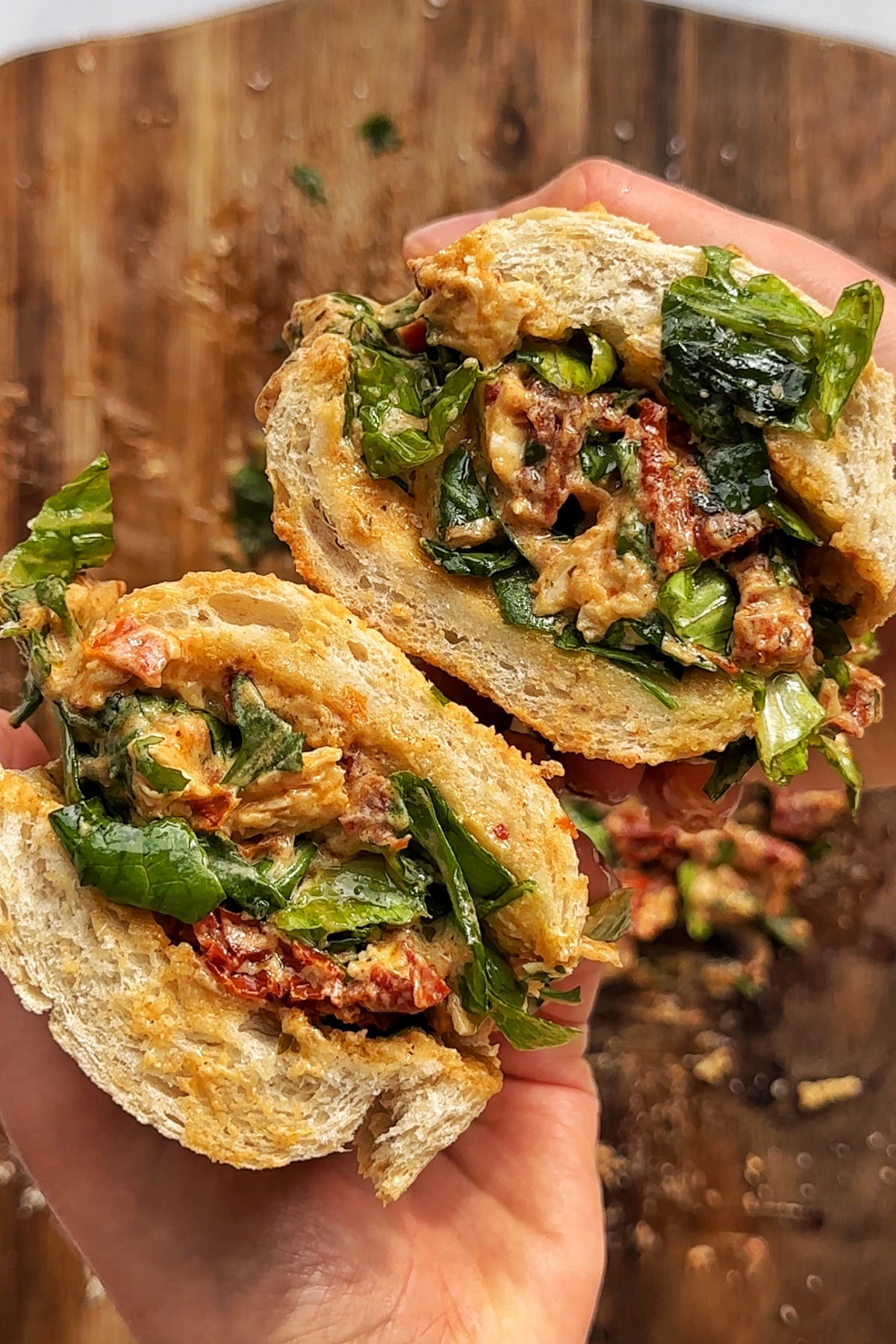 Marry me chicken chopped salad sandwich shot.