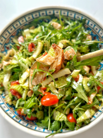 Close up of a no-mayo chicken salad.