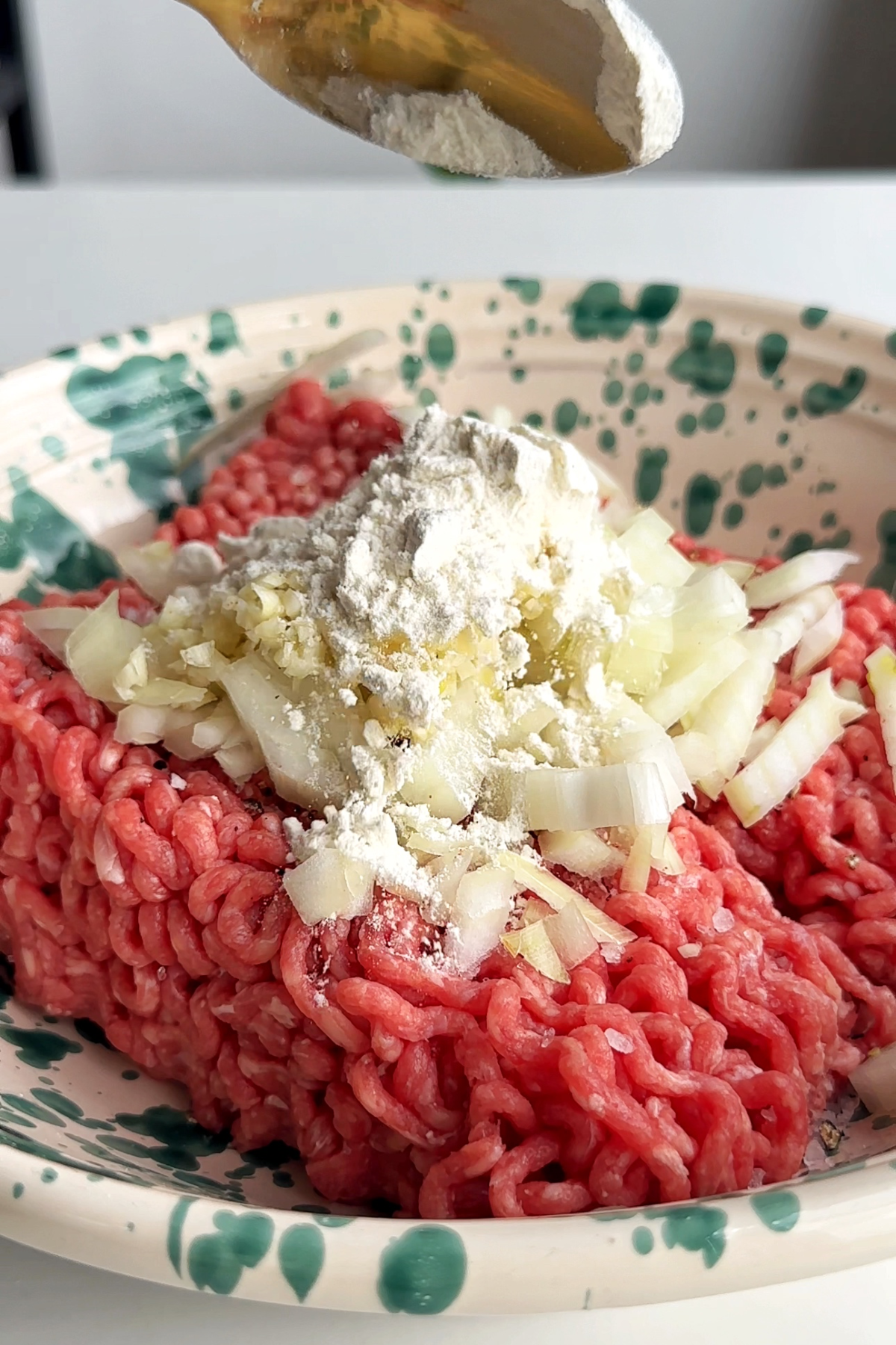 Making the meatballs for the deconstructed ravioli soup.