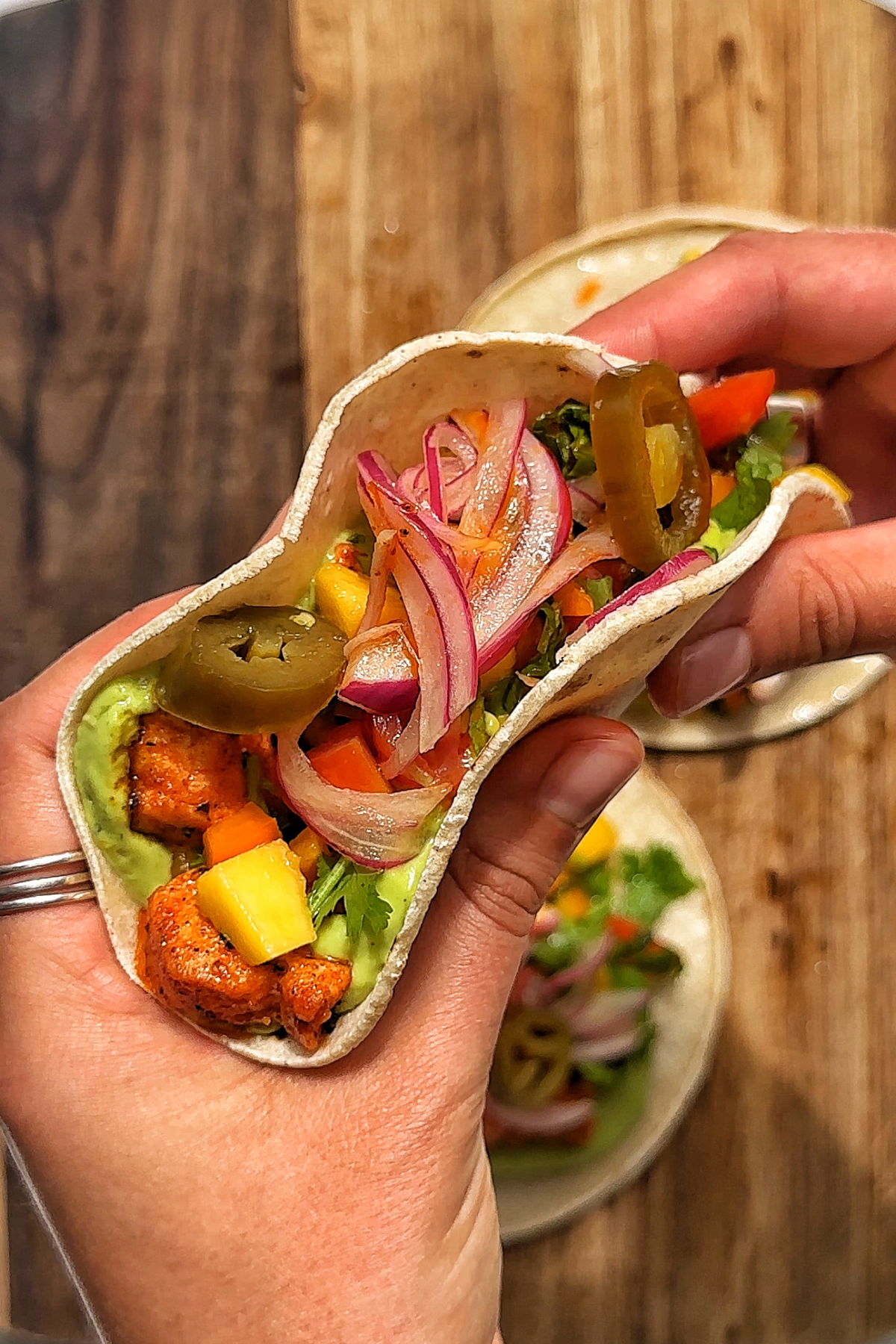 Folded fish taco.