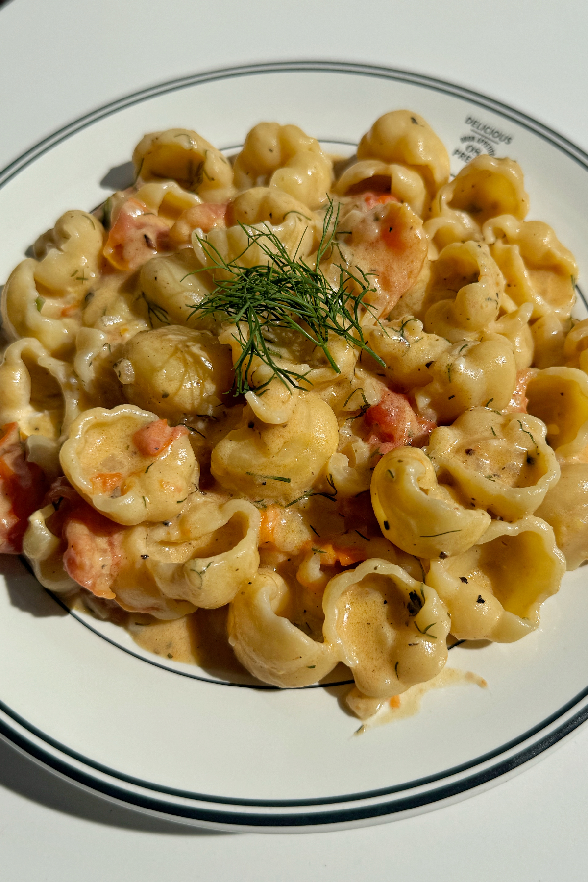 Goat cheese pasta up close.