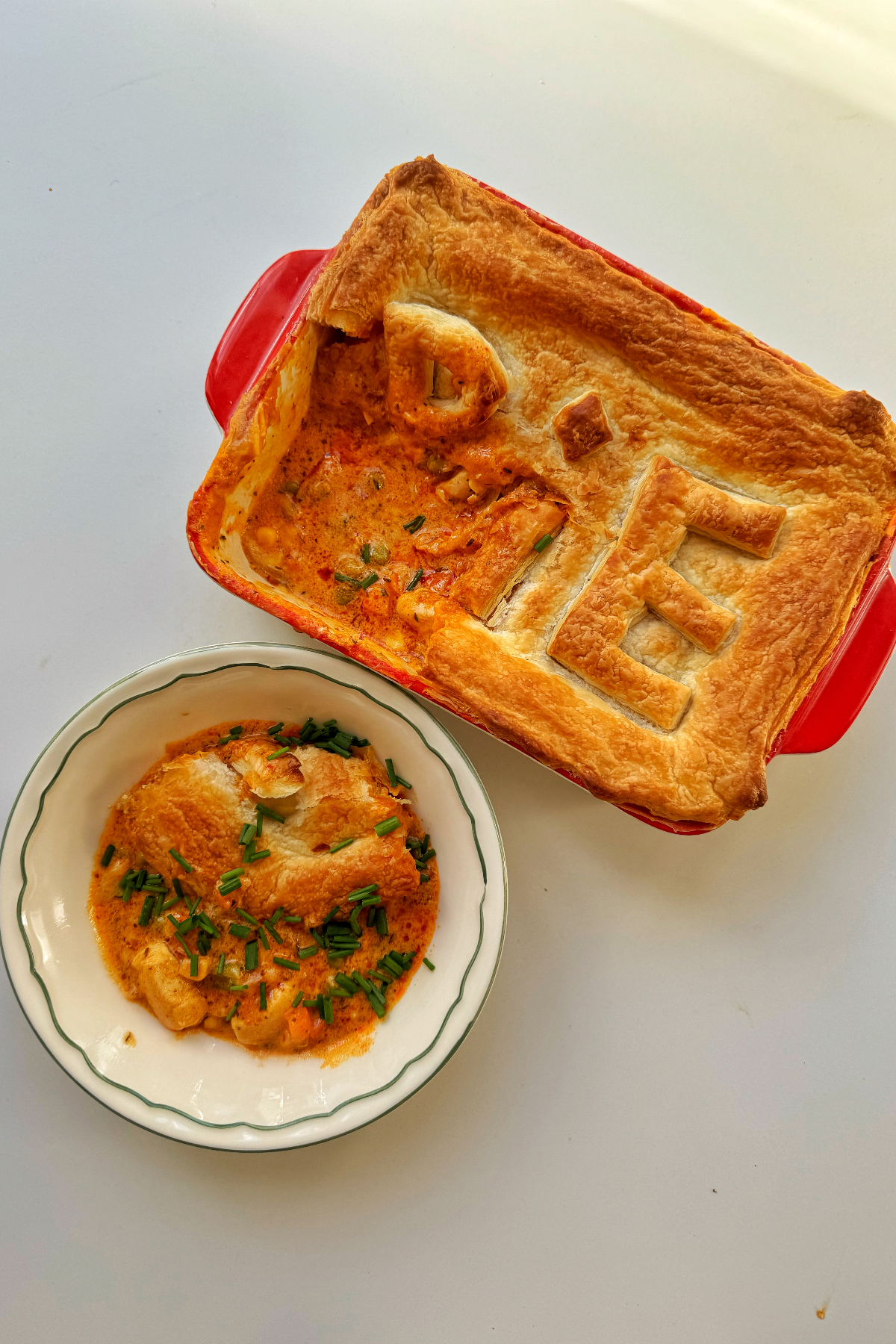 Chicken pot pie using puff pastry recipe. 