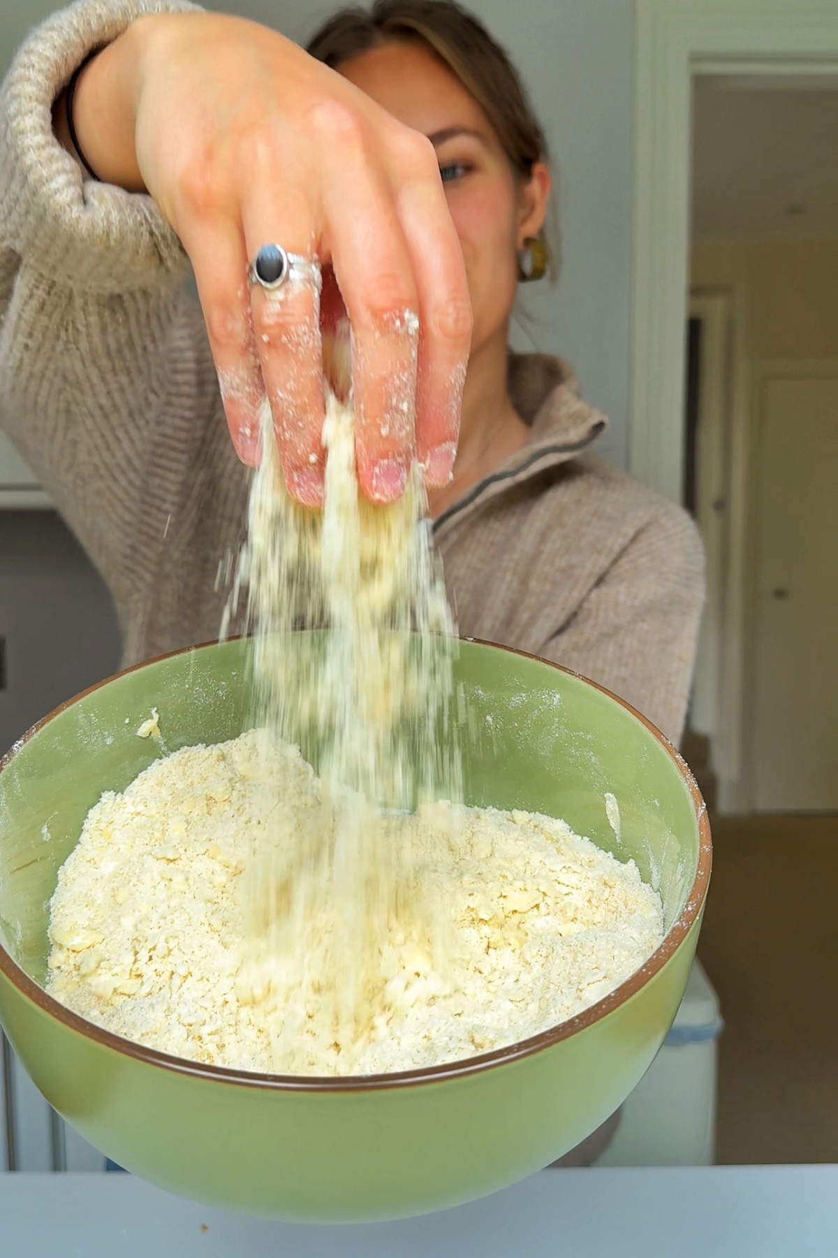 Making shortcrust pastry.