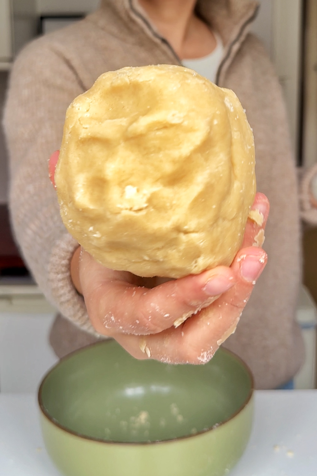 Forming the dough into a ball.