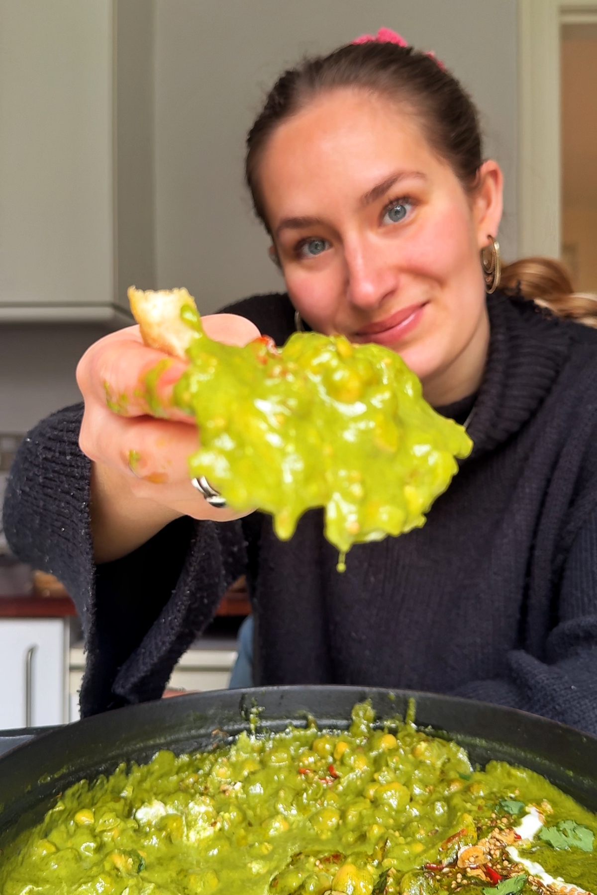 Emily Roz making spinach dal.