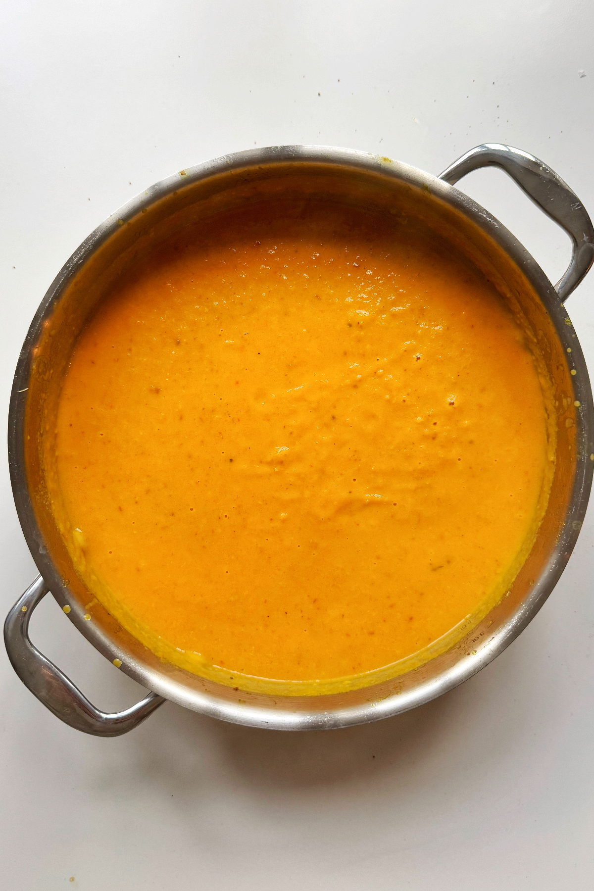 Blended carrot ginger soup.