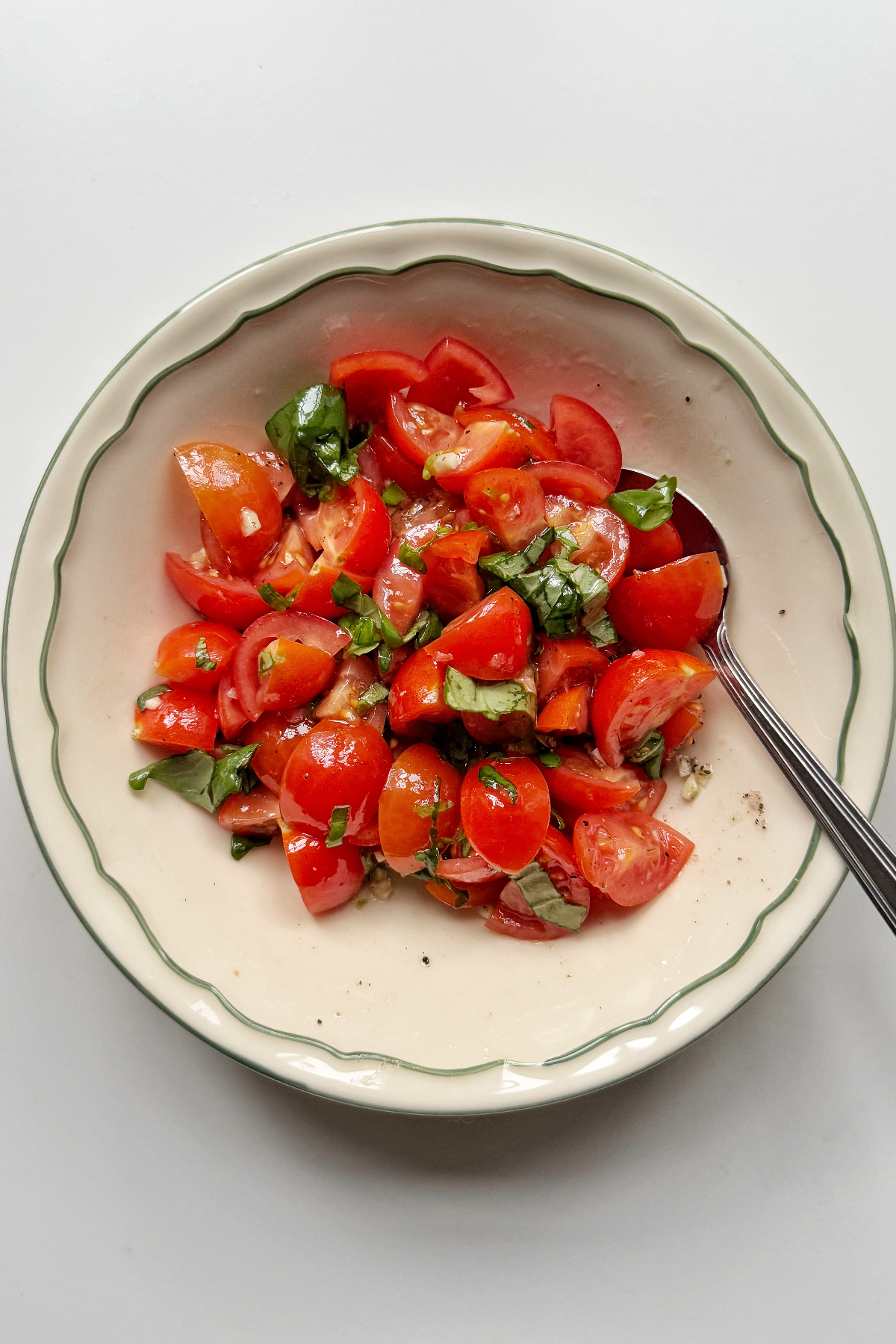 Garlicky basil tomatoes.