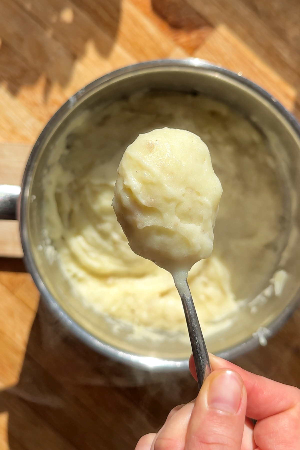 Making the mashed potato for the shepherd's pie.