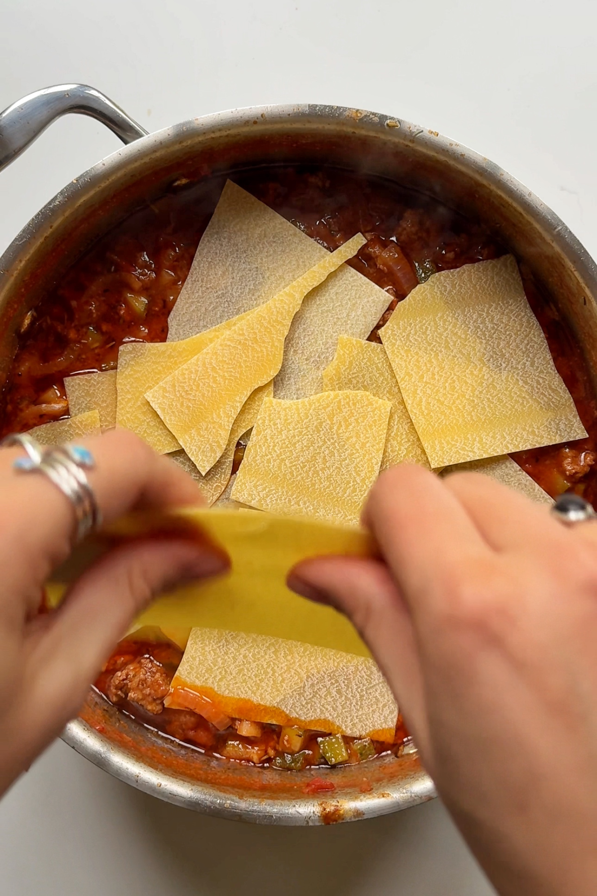 Adding pasta sheets.