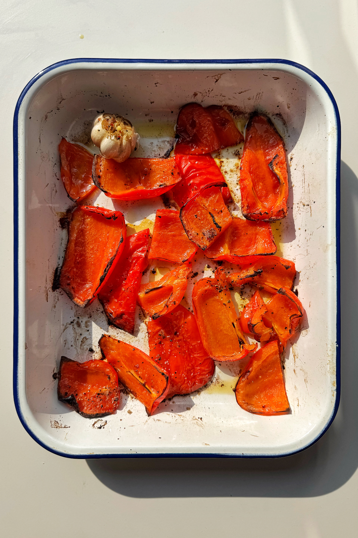 Roasted red pepper in a tin.