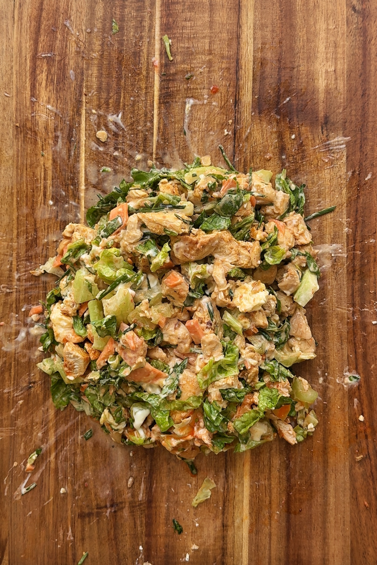 Chopped buffalo chicken wrap.