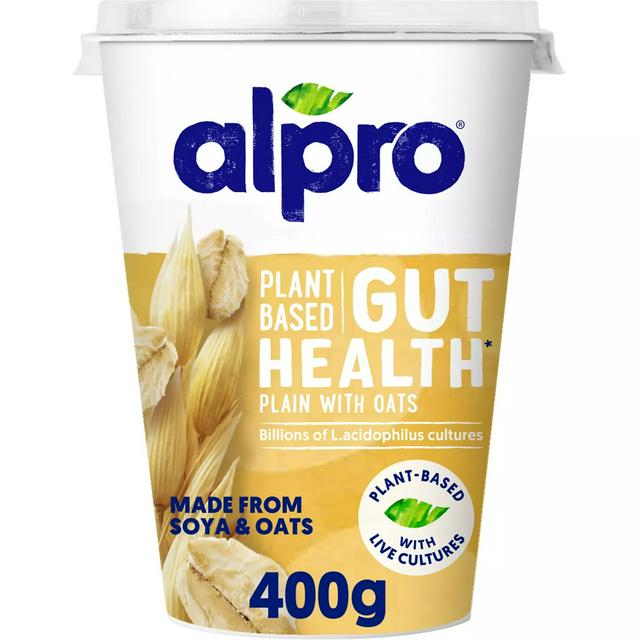 A tub of Alpro oat yogurt, which is a great alternative to greek yogurt.