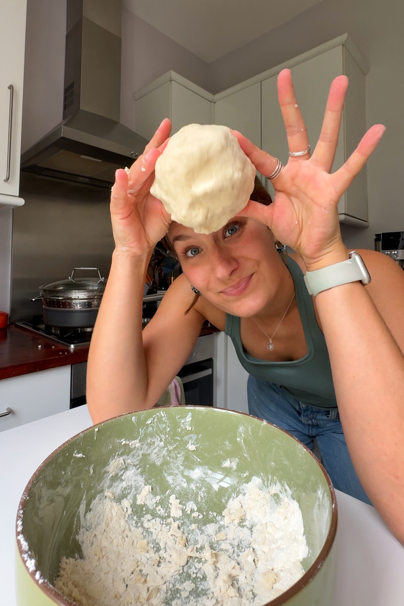 Making the dough.