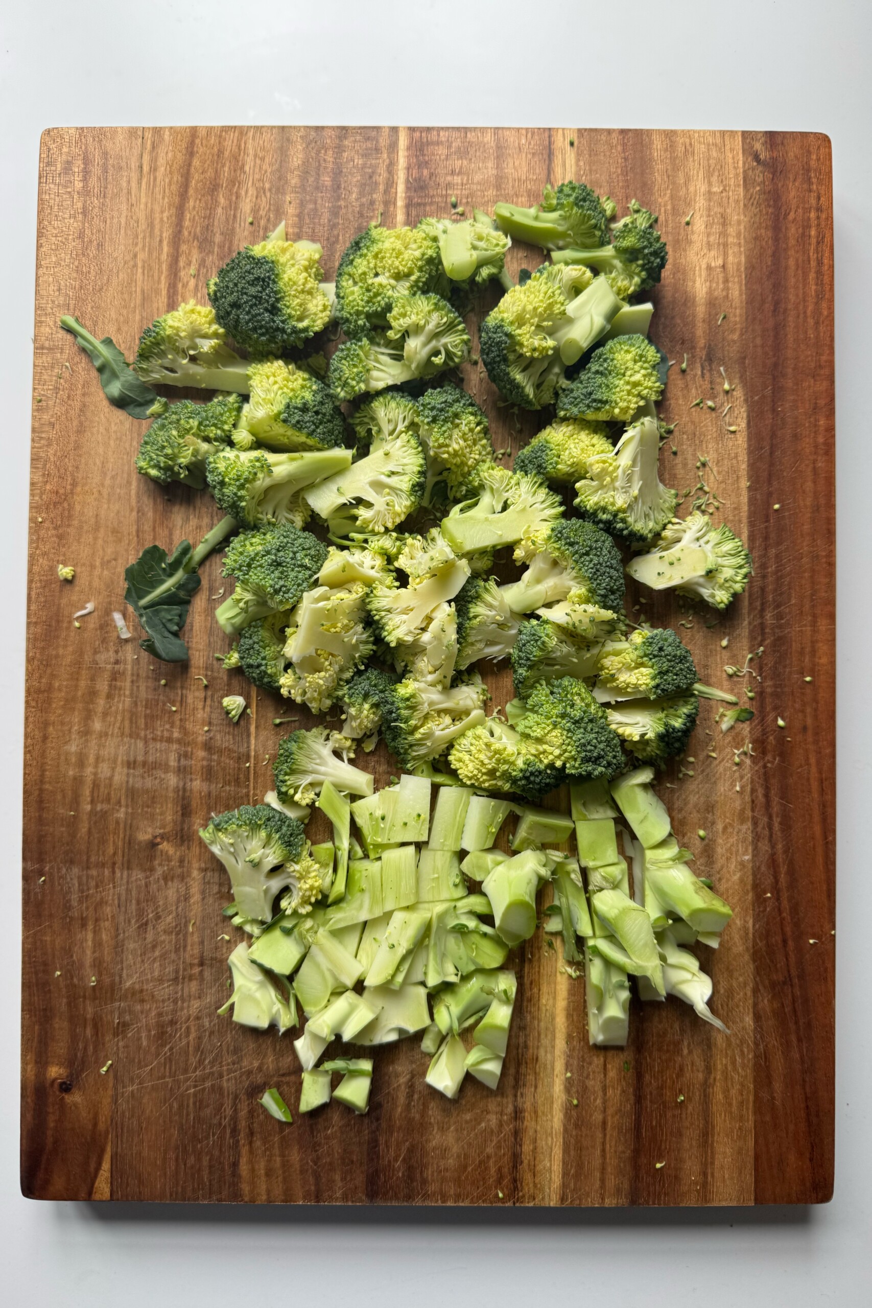 sliced broccoli florets.