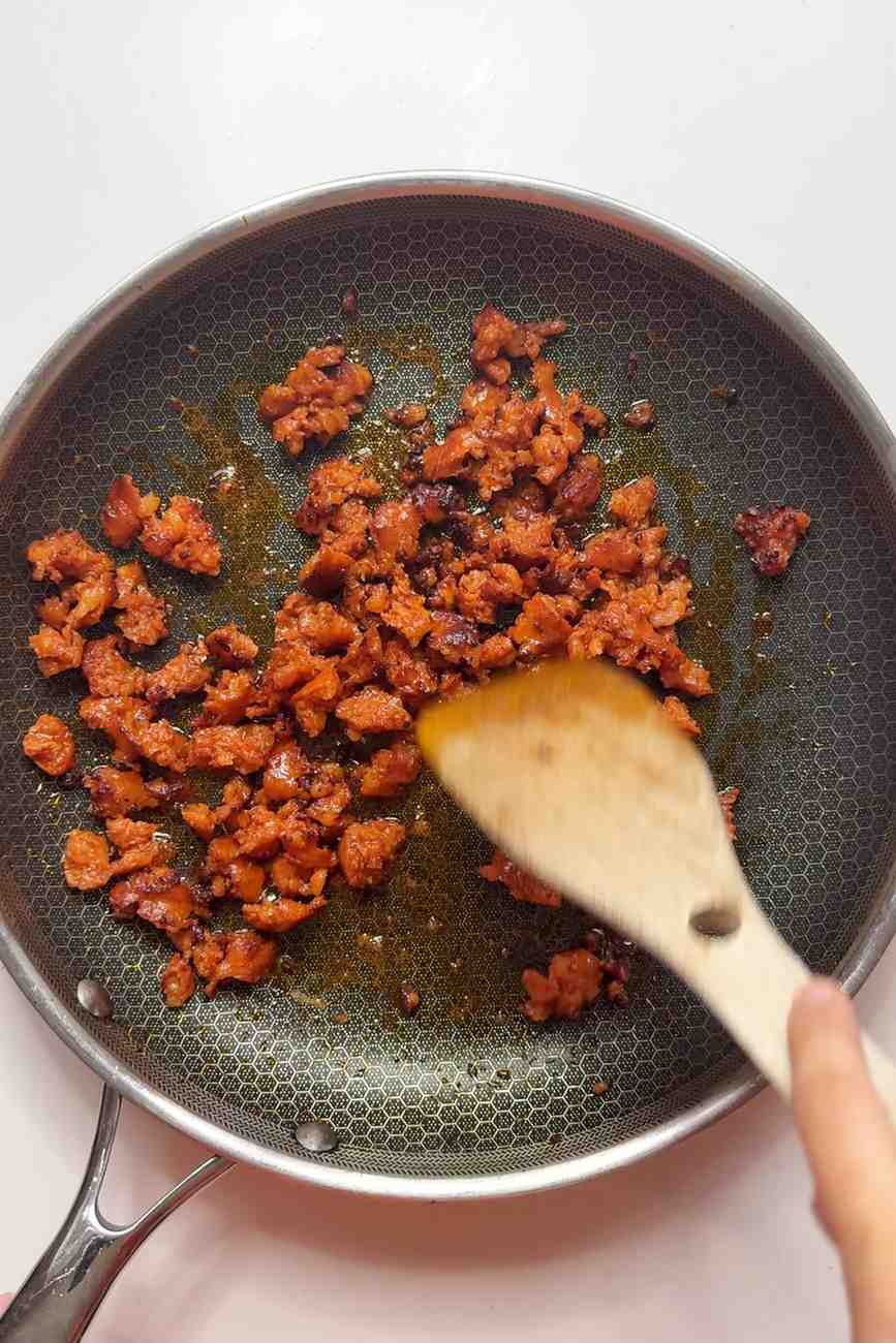 Frying chorizo.