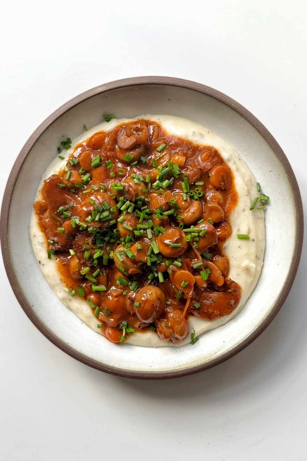 Bowl of mushroom bourguignon.