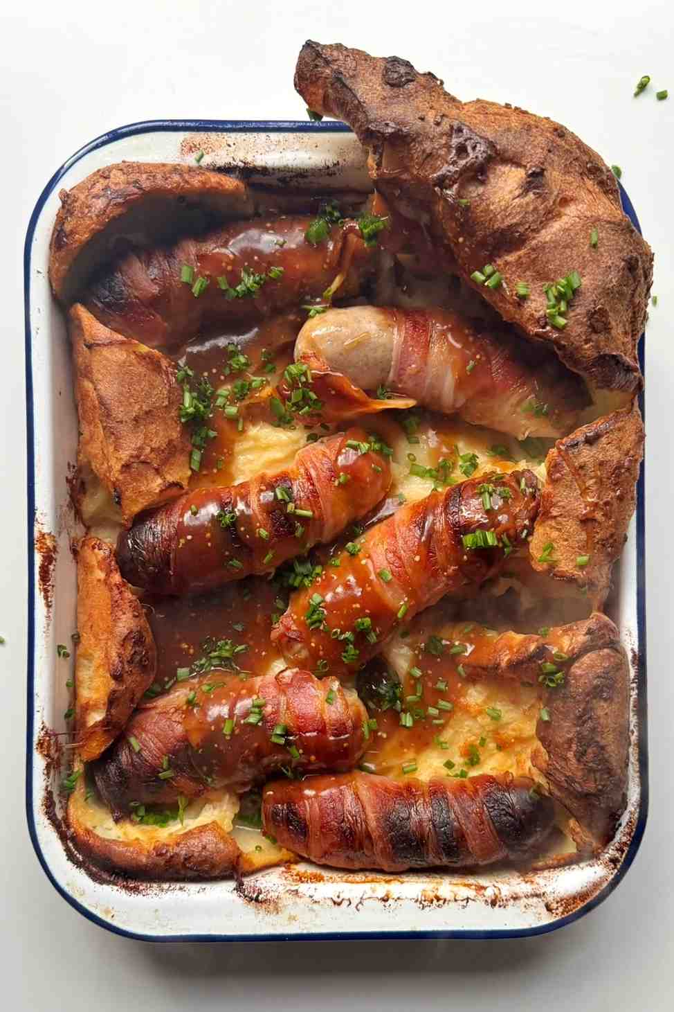 Tray of pigs in blankets toad in the hole.