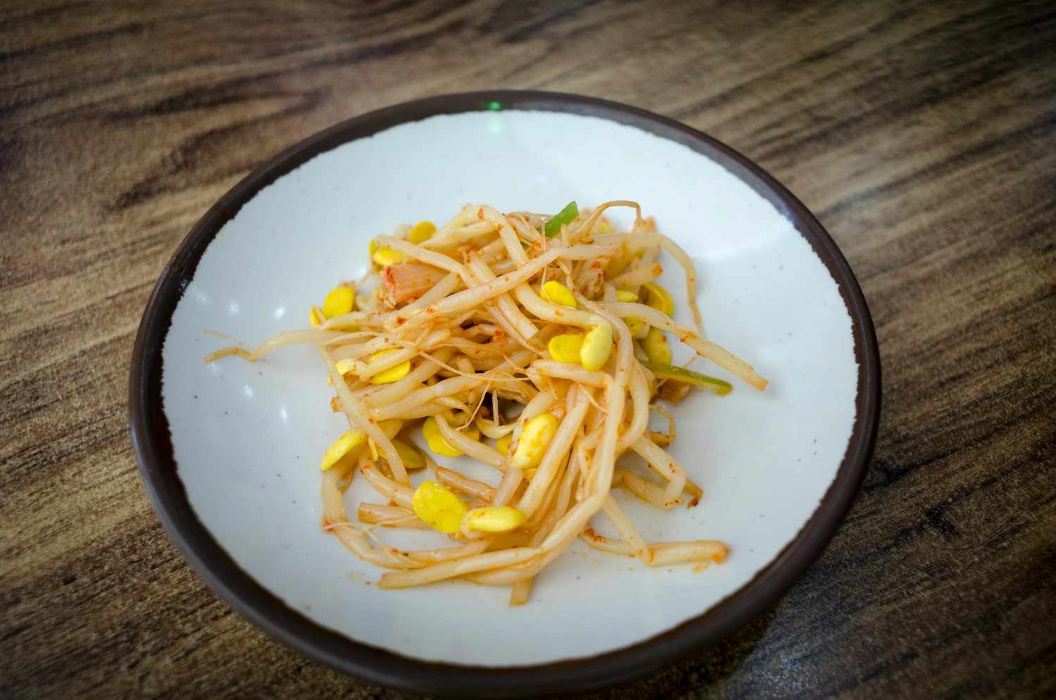 Soybean sprouts on a white plate